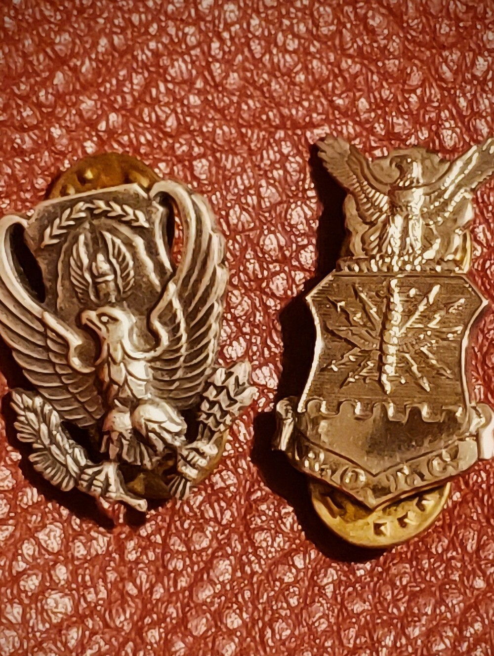 Vintage US Military Insignia Pin Lot Set of 2 Air Force ROTC & National Guard